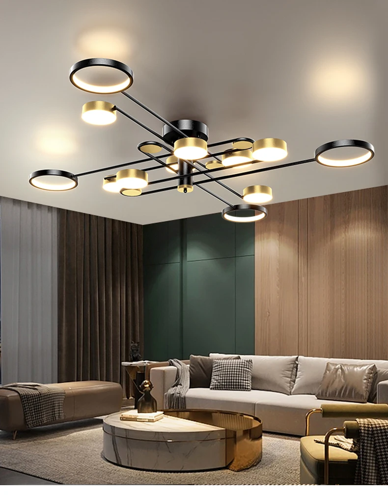 chandeliers Modern LED Chandelier For Living Room Bedroom Dining Room Kitchen Ceiling Pendant Lamp Black Gold Design Remote Control Light home depot chandeliers