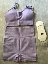 Conjunto de Yoga sin costuras de 7 colores para mujer, Top corto de manga corta, Leggings deportivos de cintura alta, ropa de gimnasio, ropa de entrenamiento