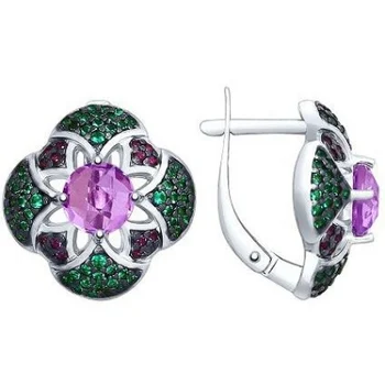 

Sokolov earrings with amethyst and cubic zirconia