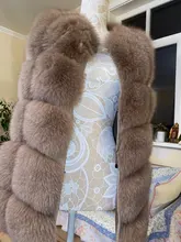 Vest Jacket Real-Fur-Coat Natural Winter Fashion Womens High-Quality Luxurious Fox-Fur