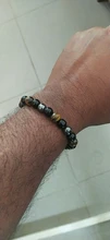 Pulsera de piedra Natural con Triple protección, brazalete de hematita y obsidiana negra, Ojo de Tigre