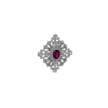 

Brooch Silver Square Cubic Zirconia Ruby SALVATORE