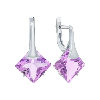 

Silver earrings with amethyst sunlight sample 925