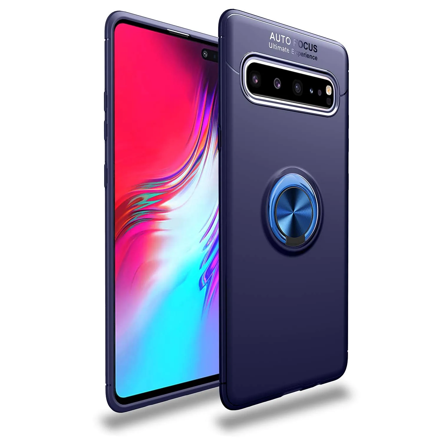 Силиконовый чехол-подставка с кольцом для samsung Galaxy S10 5G синий | Мобильные телефоны