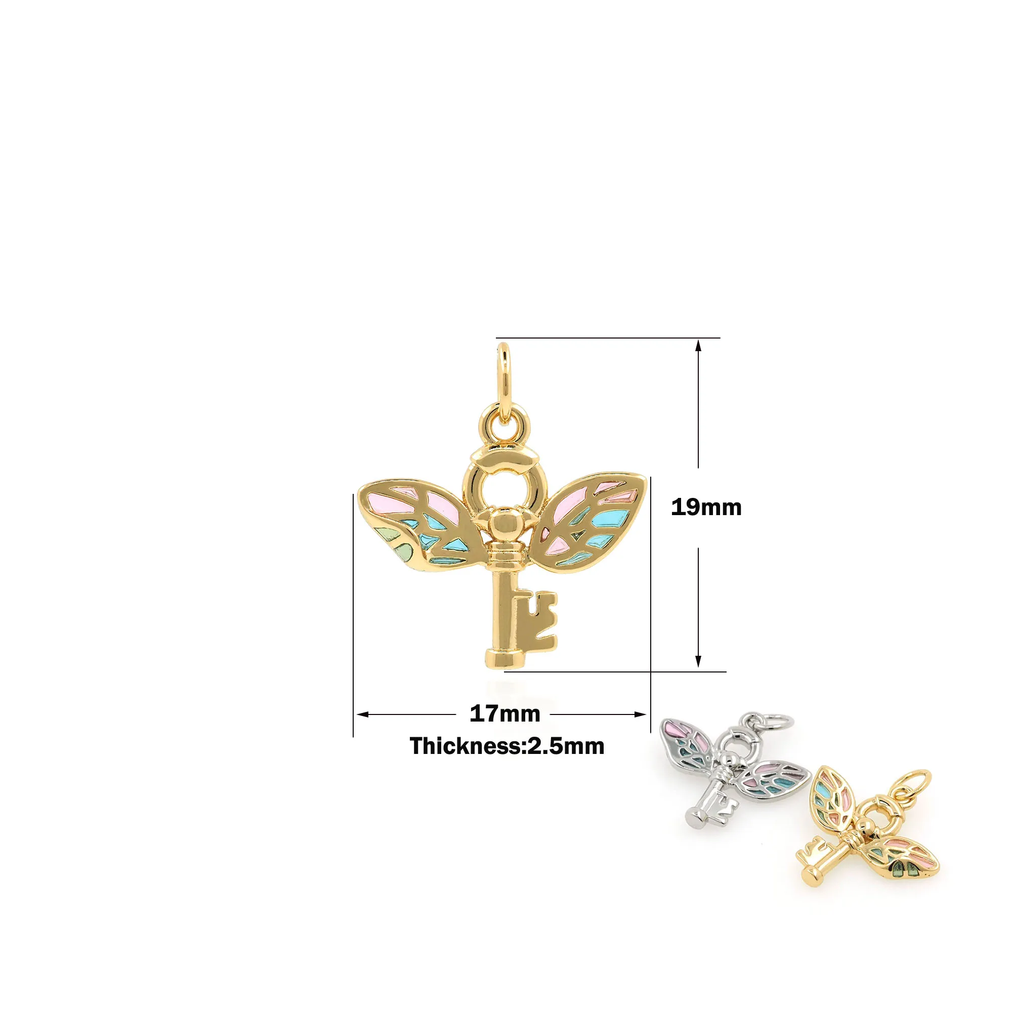 

Creative Jewelry Angel Key Gold Plated Enamel Butterfly Fairy Pendant Girl Gift Jewelry DIY Jewelry Making Supplies Accessories