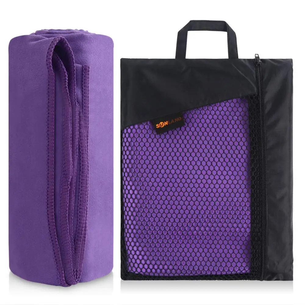 3PCS  61cmx122cm Sunland Microfiber Fast Drying Travel Sports Camping Swim Hand Face Beach Bath body Towel w/Carrying Bag