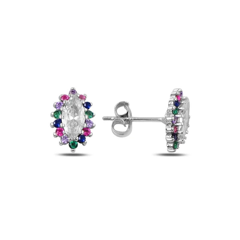 KUTAYDAN Zircon Stone Shuttle Earrings 925 Sterling Silver