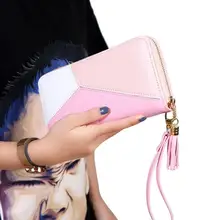 Женский кошелек на молнии из искусственной кожи, вместительный, модный, Повседневный, простой, из кусков, водонепроницаемый, для девушек, на запястье, сумочка, для карт, для телефона