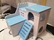 Hamster Hideout Pet-Cage Guinea-Pig Wooden Small Cute for Climbing-Toy Double-Layer