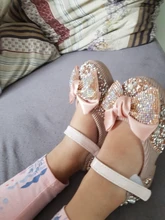 Zapatos de cuero con lazo de diamantes de imitación para niñas, zapatillas de baile de fiesta, zapatos planos de rendimiento para bebés y estudiantes, D785