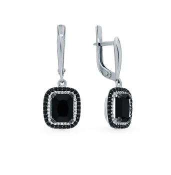 

Silver earrings with cubic zirconia and quartz synthetic sunlight sample 925