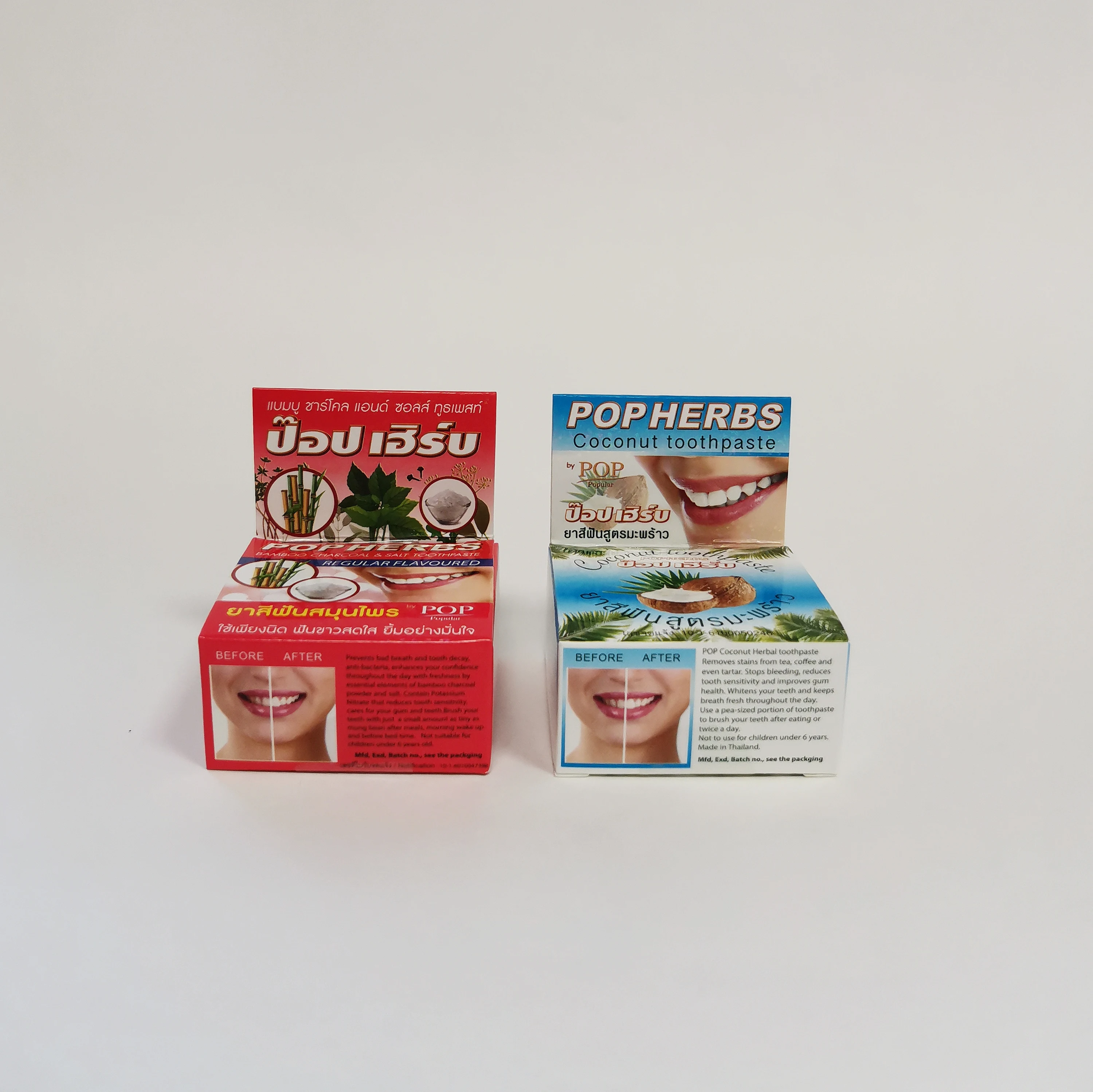 Зубные пасты POPHERBS с бамбуковым углем и солью +с кокосом (2шт). * 30г | Красота