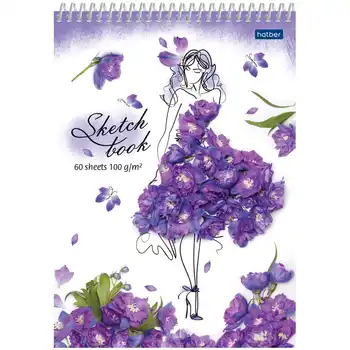 

Скетчбук-блокнот 60л А5 на спирали "Flower art", 100г/м2