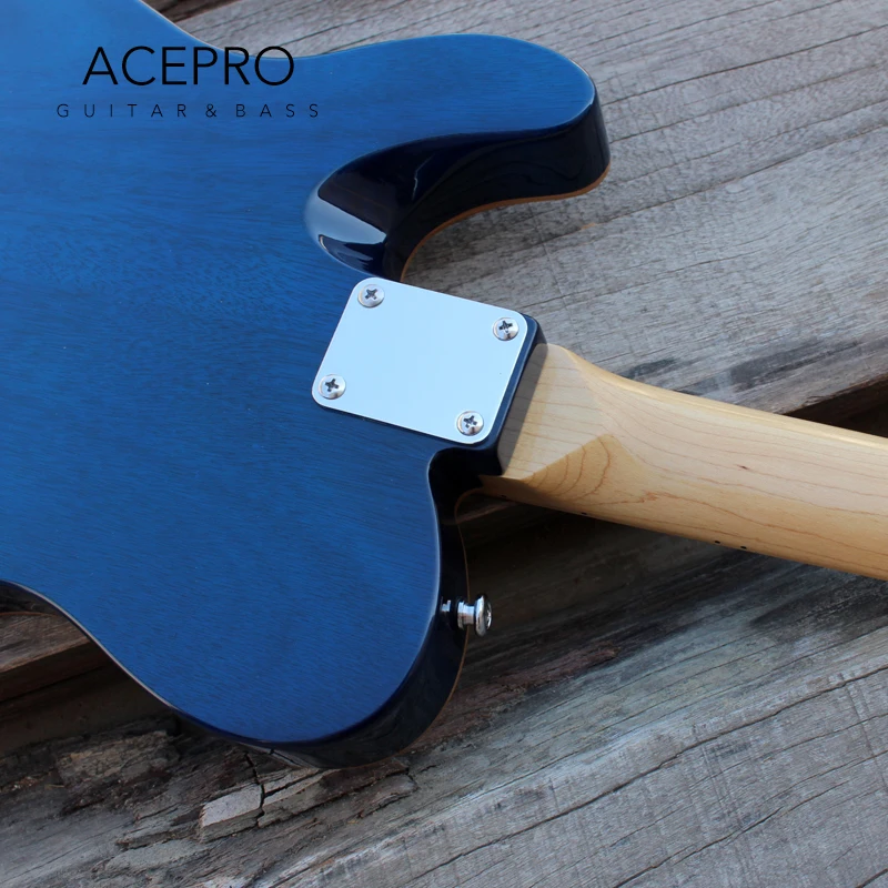 Электрическая гитара ACEPRO с F отверстием 20 мм Твердый корпус ясеня прозрачная