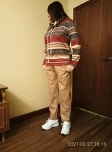 Pants Trousers Women Drawstring Female High-Waist WOTWOY Spliced Loose Autumn Straight