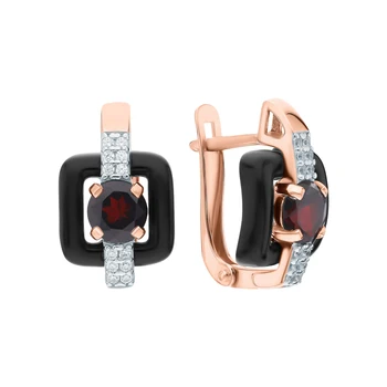 

Silver earrings with cubic zirconia and Garnet sunlight sample 925 test
