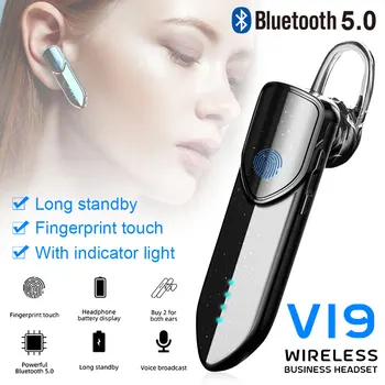 

V19S Bluetooth Headset New Fingerprint Touch with self-contained Battery Display Long Standby time Business Version 5.0
