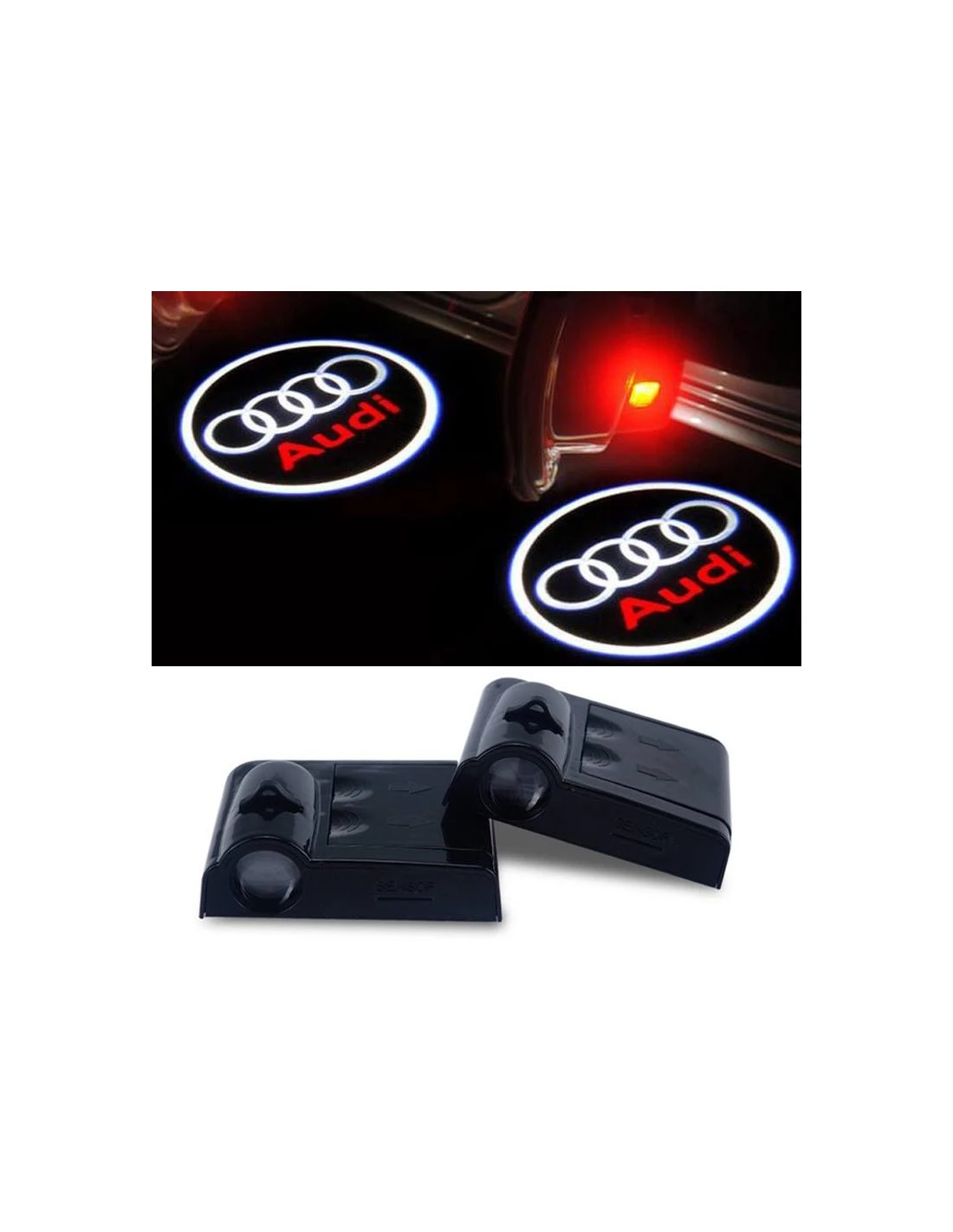 Proyector de logotipo LED para puerta de coche Audi, sin agujeros, sin conexiones, Plug Play|Bombillas (LED) de faros delanteros| - AliExpress