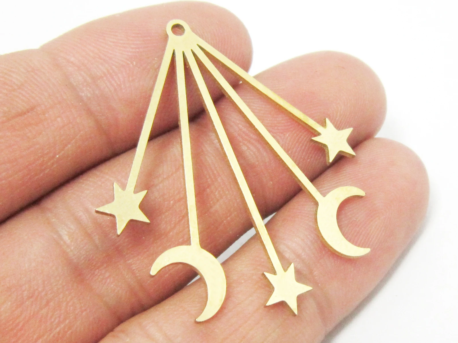 

6pcs Brass moon star charm, Dainty Earring charms, Earring findings, 41x36mm, Laser cut, Brass Findings for Jewelry making R1339