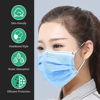 

Non Woven Hygienic Protection Mask Adult Blue Disposable Masks 3 layer Anti Dust Filter Earloop Face Mouth Masks Cover Muffle