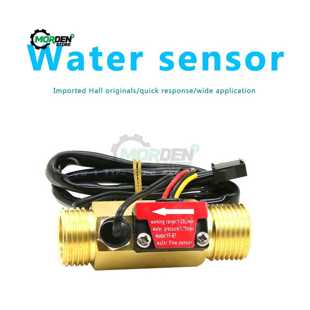 YF-B7 Hall Flowmeter Water Flow Sensor With Temperature Detection Metal Flowmeter Turbine Flow Meter Copper Sensor Accessories