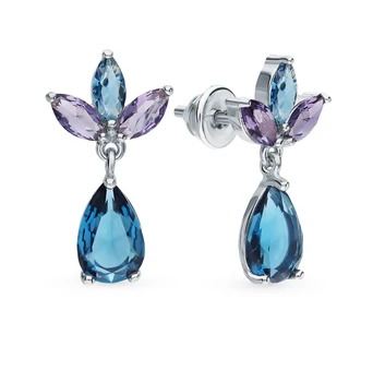 

Silver earrings with quartz and cubic zirconia sunlight sample 925