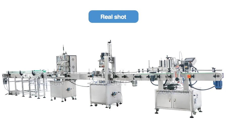 ZONESUN ZS-FAL180X4 4 Heads Magnetic Pump Liquid Filling Capping And Labeling Machine Line