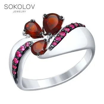

Ring. sterling silver with garnets and red cubic zirconia fashion jewelry 925 women's male