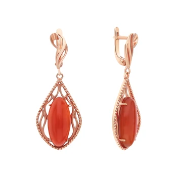 

Silver earrings with carnelian sunlight sample 925