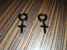 Pendientes Piercing falsos de acero inoxidable para mujer y hombre, pendientes sin perforación, Cruz, gótico, Punk, Rock, 1 unidad