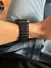 Correa de enlace de cuero para Apple watch, banda de 44mm, 40mm, 38mm, 42mm, pulsera de bucle magnético original, iWatch seires 3, 5, 4, 6 SE