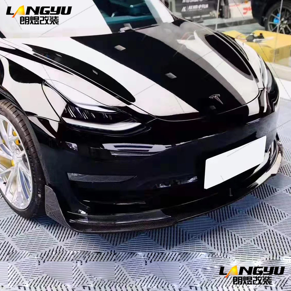 Для Tesla Model 3 углеродное волокно Vorsteiner Volta style Body Kit фартук для губ Sideskirts спойлер крыло диффузор