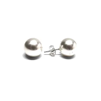 

Sterling silver earrings 925m synthetic pearl 14mm. [AB1146]