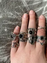 Tocona 11 unids/set antiguo Vintage de Color plata de diamantes de imitación anillo de conjunto para las mujeres geométrico nudillo conjunto de Anillos Midi Anillos 10057