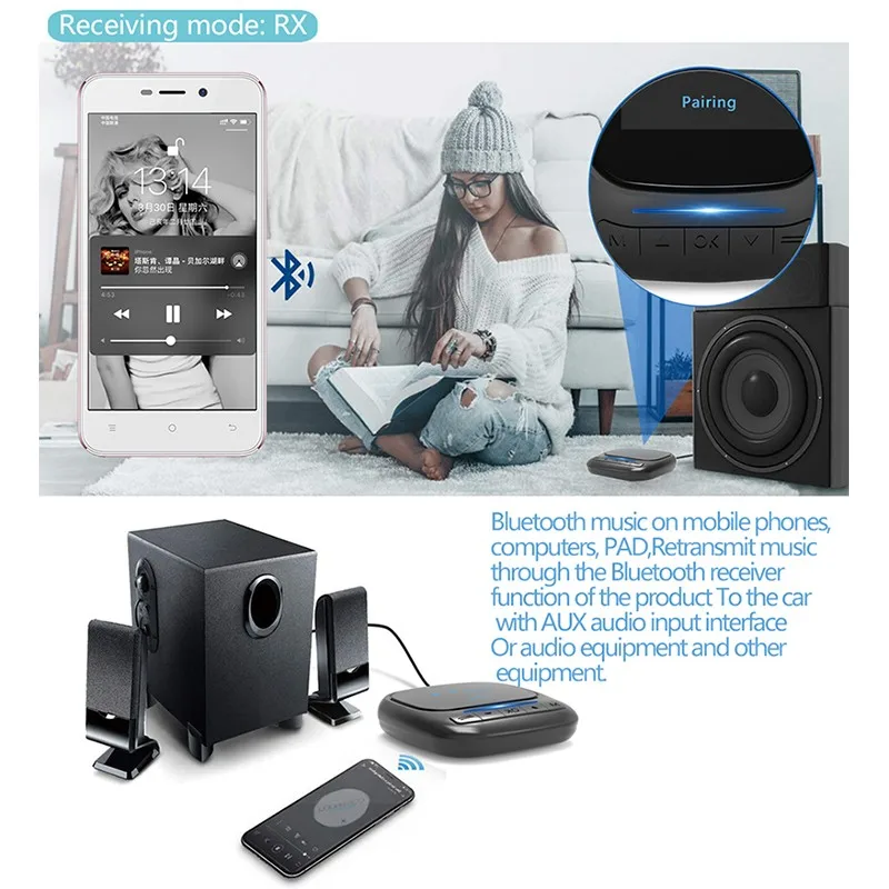 2020 New Bluetooth 5 0 Receiver Transmitter AptX Apt X LL A2DP AVRCP Adapter for TV Headphone Color Screen Display Audio Player