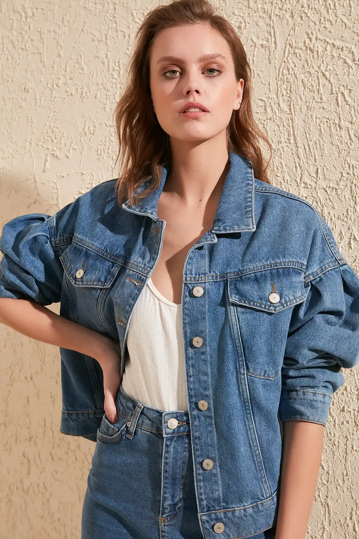 balloon sleeve denim jacket