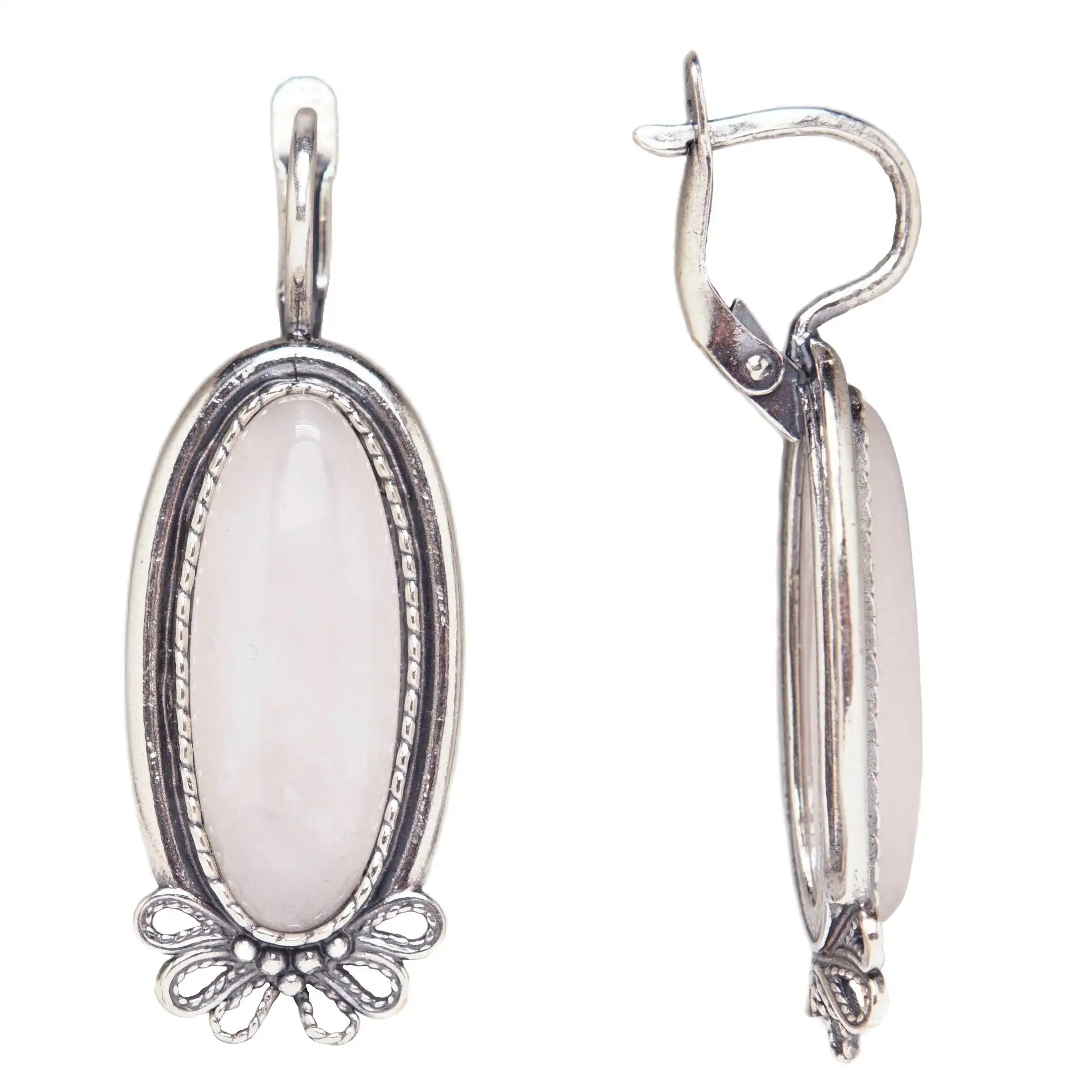 Earrings &quotclaviria&quot silver plated 12 Mk quartz pink natural stones set earrings large 1577 good things | Украшения и