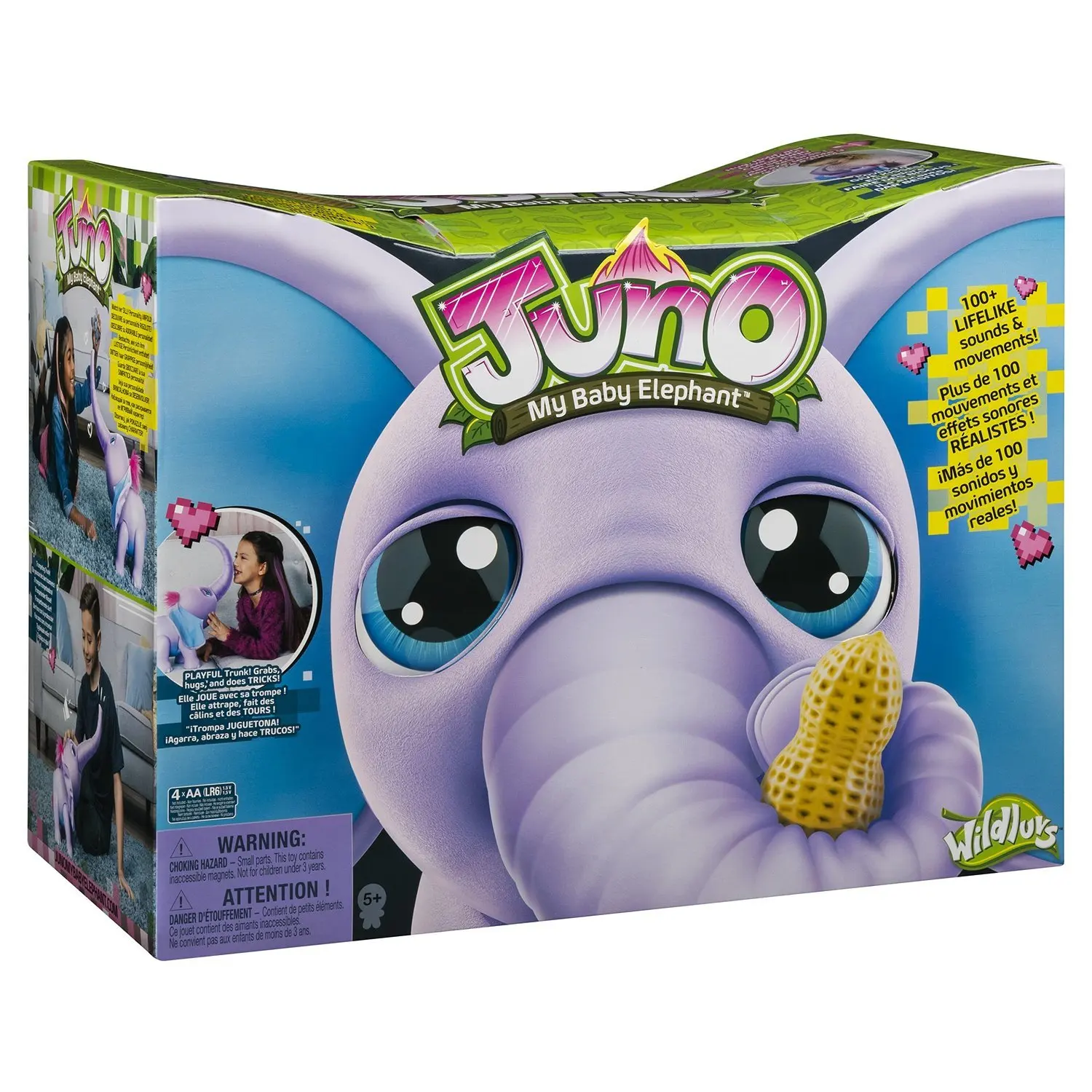 Spin Master Juno My Baby Elephant Lifelike Sounds Movements Trunk Wild Luvs NEW 