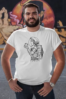 

Angemiel Wear Of Looking At The World Astronaut White Men 'S Cotton Big Size T-Shirt