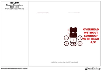 

Interior lining for Mercury Mountaineer 2002-UP. Set L594.