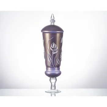 

QUALITY TURKISH and ITALIAN DESIGN- PORIO AHD-39156 FLOWER MOTIF DESIGN LILY COLOUR COVERED GLASS-WARE JAR - 60 CM