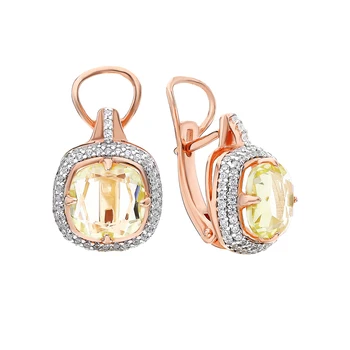 

Silver earrings with quartz and cubic zirconia sunlight sample 925 test