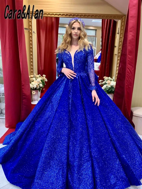 Flamboyant Royal Blue Colored Partywear Trendy Gown