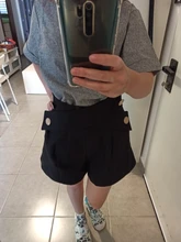 Women Shorts TWOTWINSTYLE Elegant High-Waist Fashion Color Patchwork Hit Loose for Female
