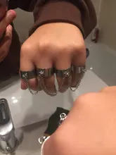 Anillos Punk de Hip Pop para mujer, cadena ajustable multicapa, cuatro anillos abiertos para dedos, anillos giratorios de aleación para mujer, regalo de fiesta