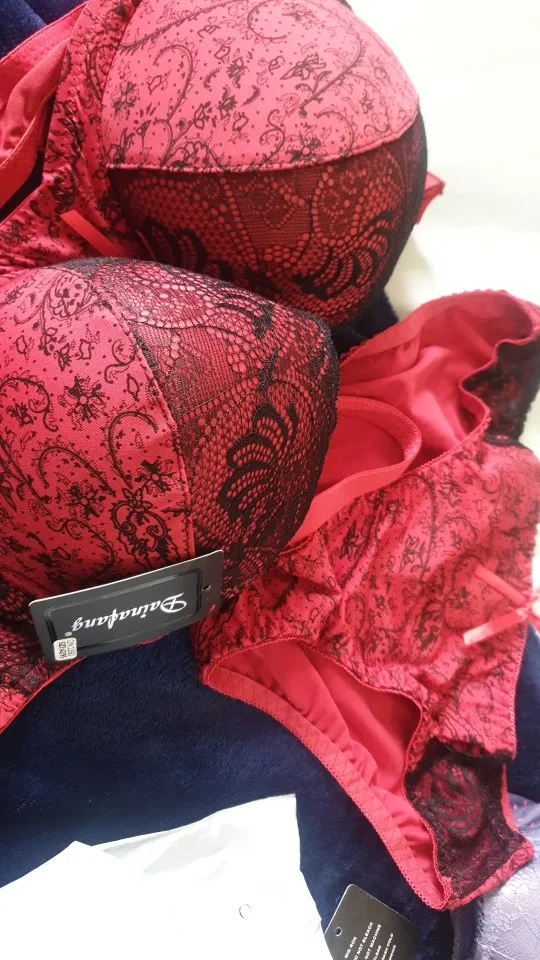 New Sexy Lace Shoulder Strap Bras Set Ladies Push Up Large Size Lingerie Plus Underwire BCDE Cup Underwear photo review