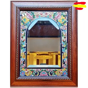 

Mirror Ceramics Framed wooden 50x40cm./20x16in - Ceramics glazed up handmade - Made in Spain - MIJASCERAMIC - ARTECER -