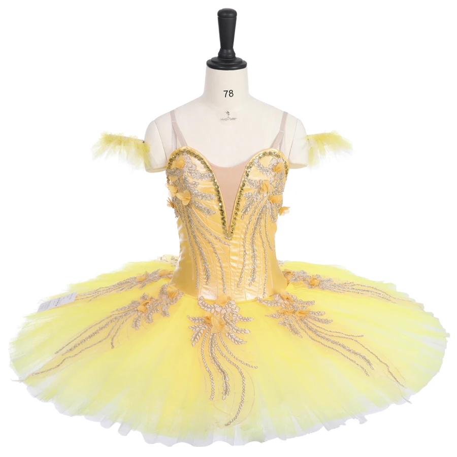 

Professional Ballet Tutus Girls Pancake Princess Aurora Ballerina Costume ballet dress Don Quixote Fairy of Song Bird yellow