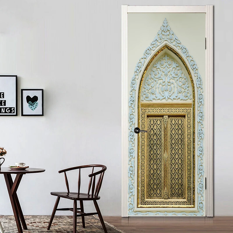 Golden-Muslim-Arabic-Style-Door-Picture-Mural-Sickers-Door-Sticker-Wallpaper-Decals-Home-Decoration-Oct16008 (1)