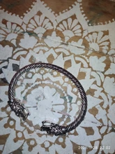 Pulsera Vintage de cabeza de dragón, brazalete abierto con boca, estilo nórdico, Vikingo, diseño trenzado antiguo tallado, joyería